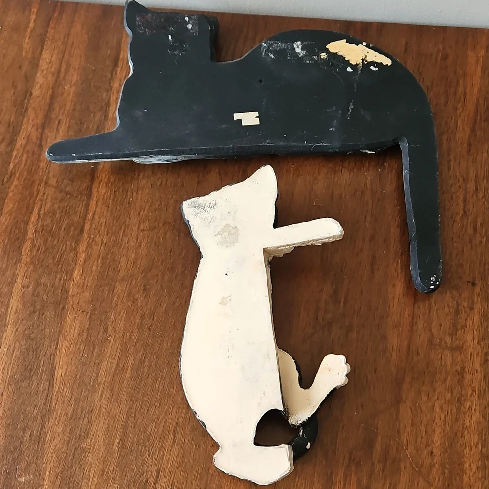 Vintage 90's Door Topper Or Shelf Sitter Tuxedo Cats By CBC & Young Concepts - Picture 2 of 16
